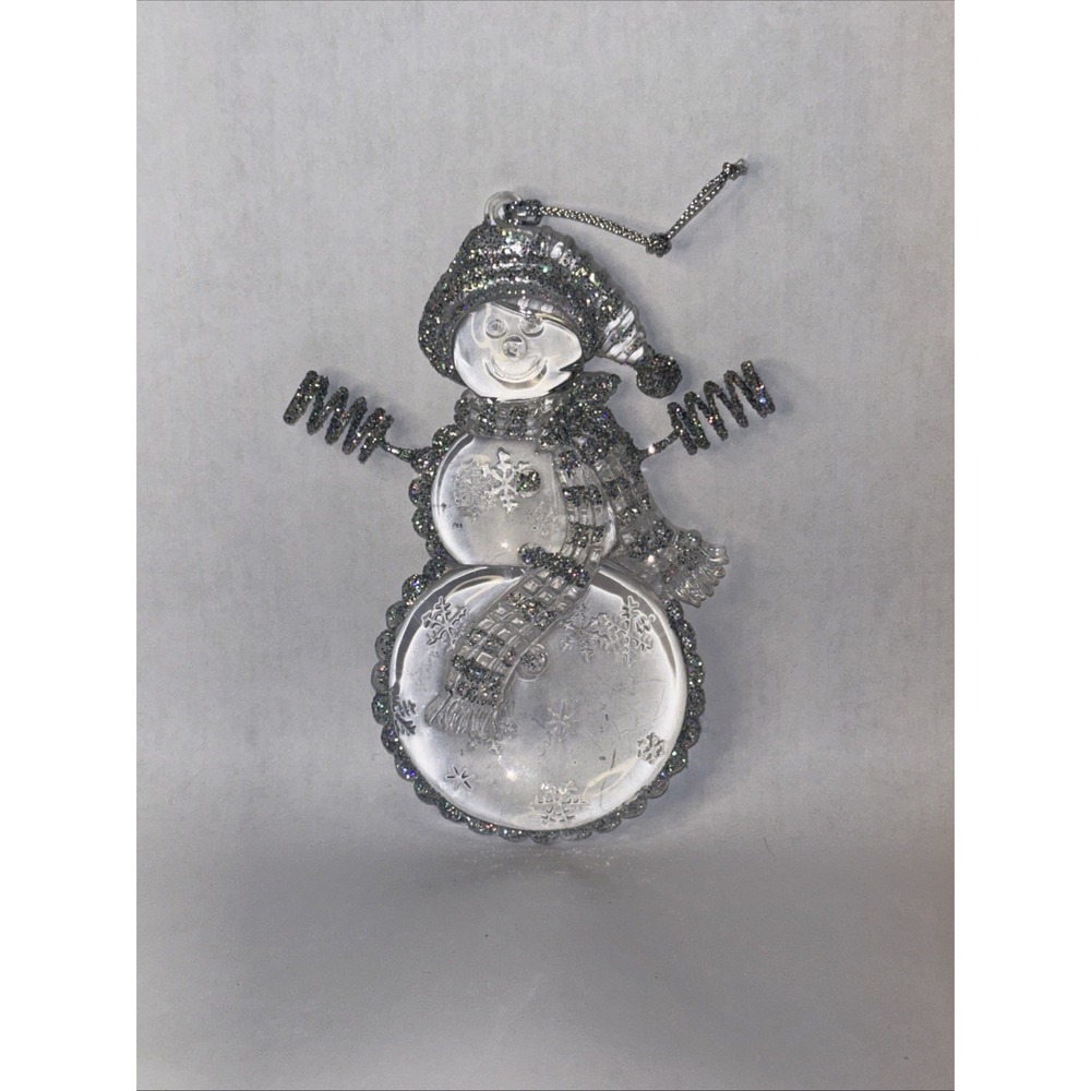 Vintage Christmas Avon Glistening SNOWMAN Ornament 5"
